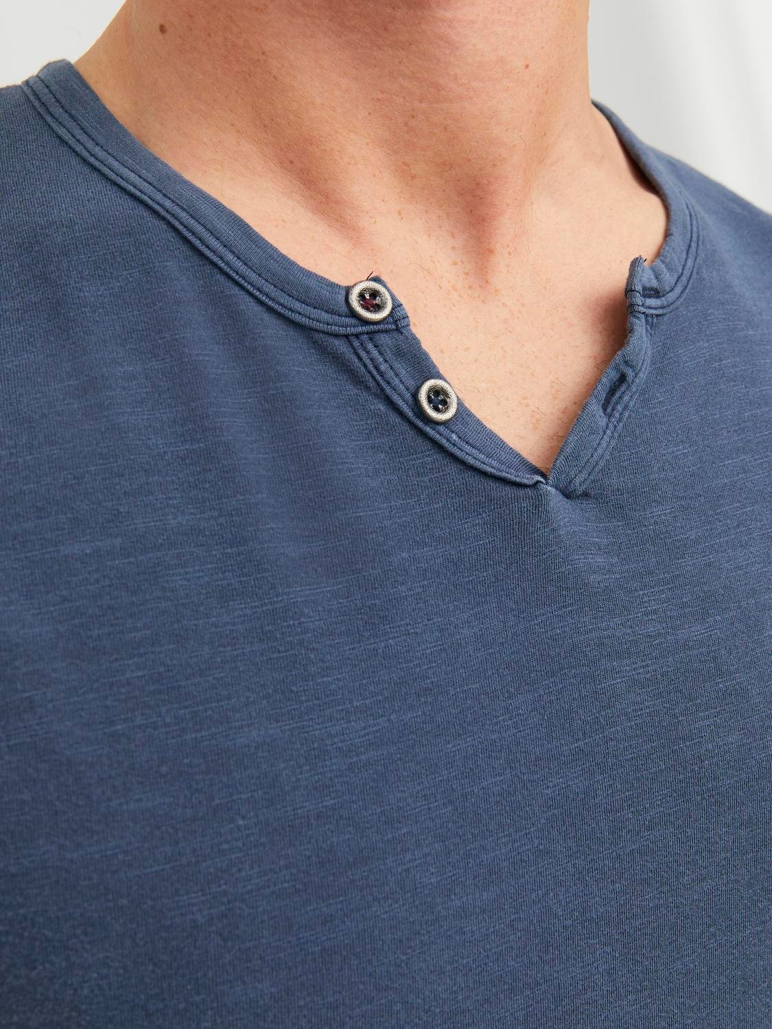 Jack & Jones Melange Split hals T-shirt -Navy Blazer - 12164972
