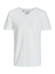 Jack & Jones Melange Split Neck T-shirt -Cloud Dancer - 12164972