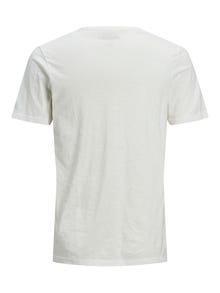 Jack & Jones Melange Split hals T-shirt -Cloud Dancer - 12164972