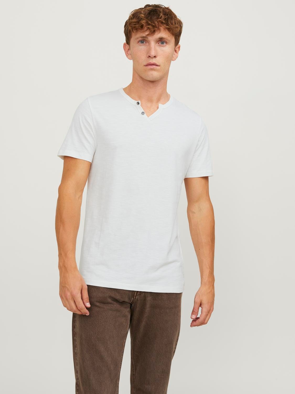 Jack & Jones Melange Shirt collar T-shirt -Cloud Dancer - 12164972