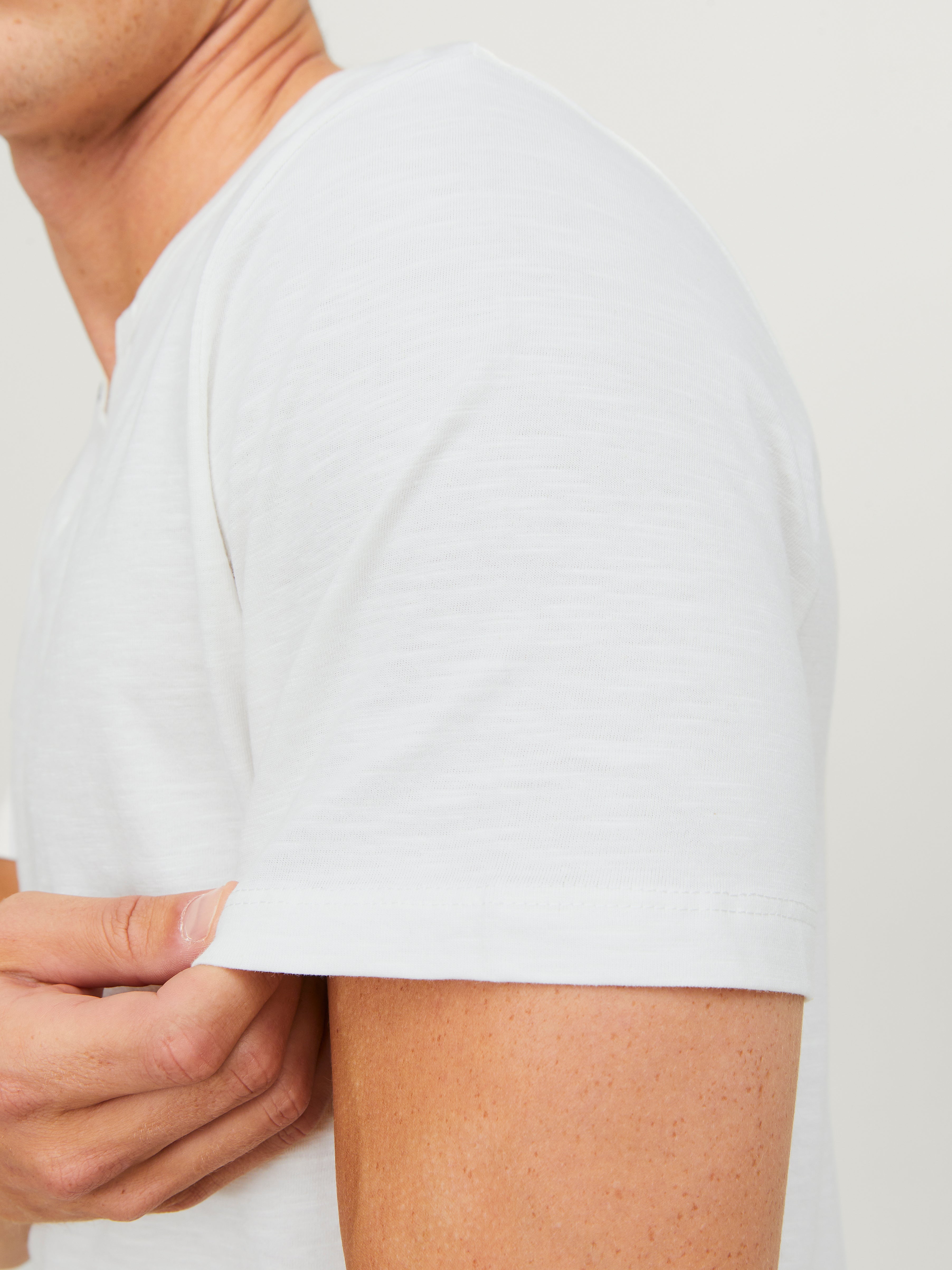 Jack & Jones Melange Split Neck T-shirt -Cloud Dancer - 12164972