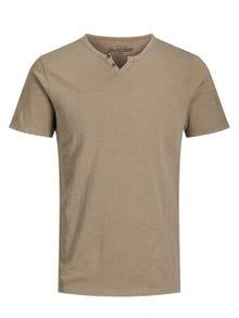 Jack & Jones Melange Split hals T-shirt -Crockery - 12164972