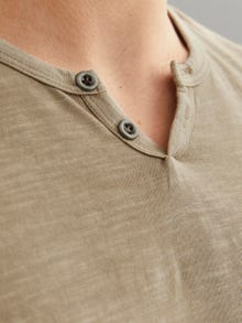 Jack & Jones Melange Split Neck T-shirt -Crockery - 12164972
