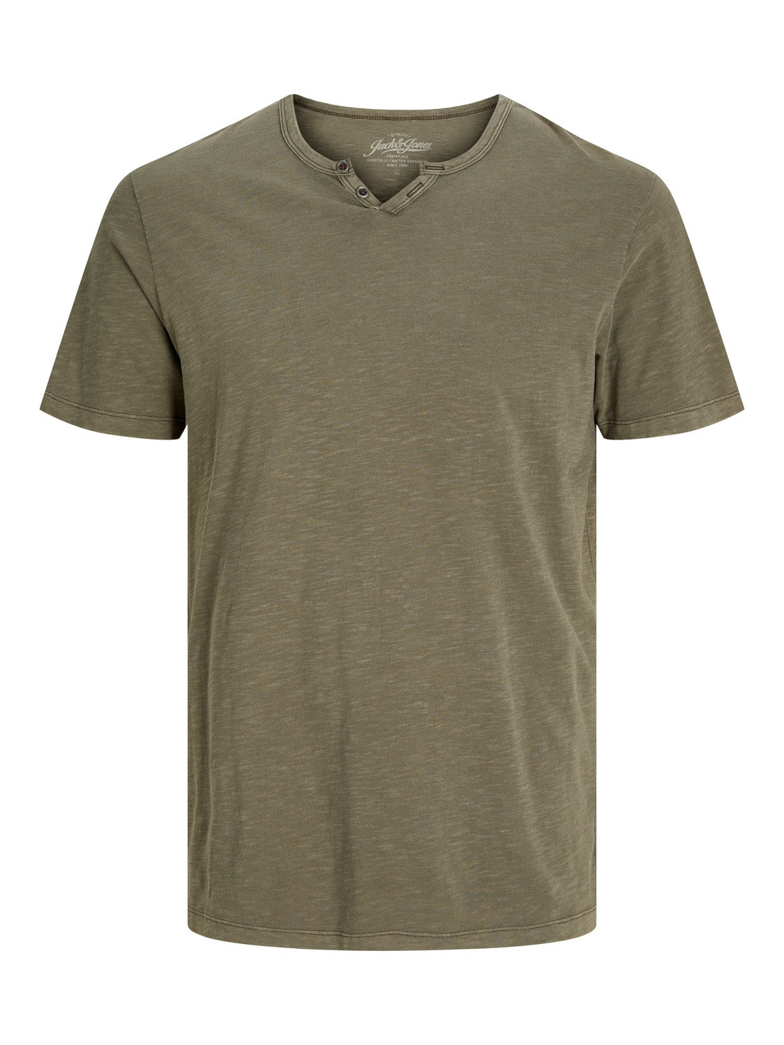 Jack & Jones Melange Split hals T-shirt -Dusky Green - 12164972