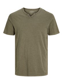 Jack & Jones Sima Osztott nyak Trikó -Dusky Green - 12164972