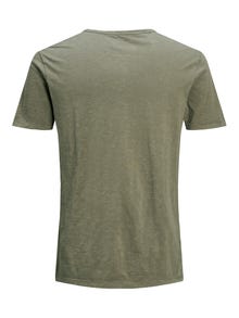 Jack & Jones Melange Split Neck T-shirt -Dusky Green - 12164972