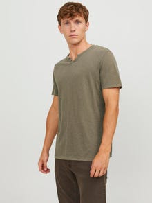 Jack & Jones Melert Splitthals T-skjorte -Dusky Green - 12164972