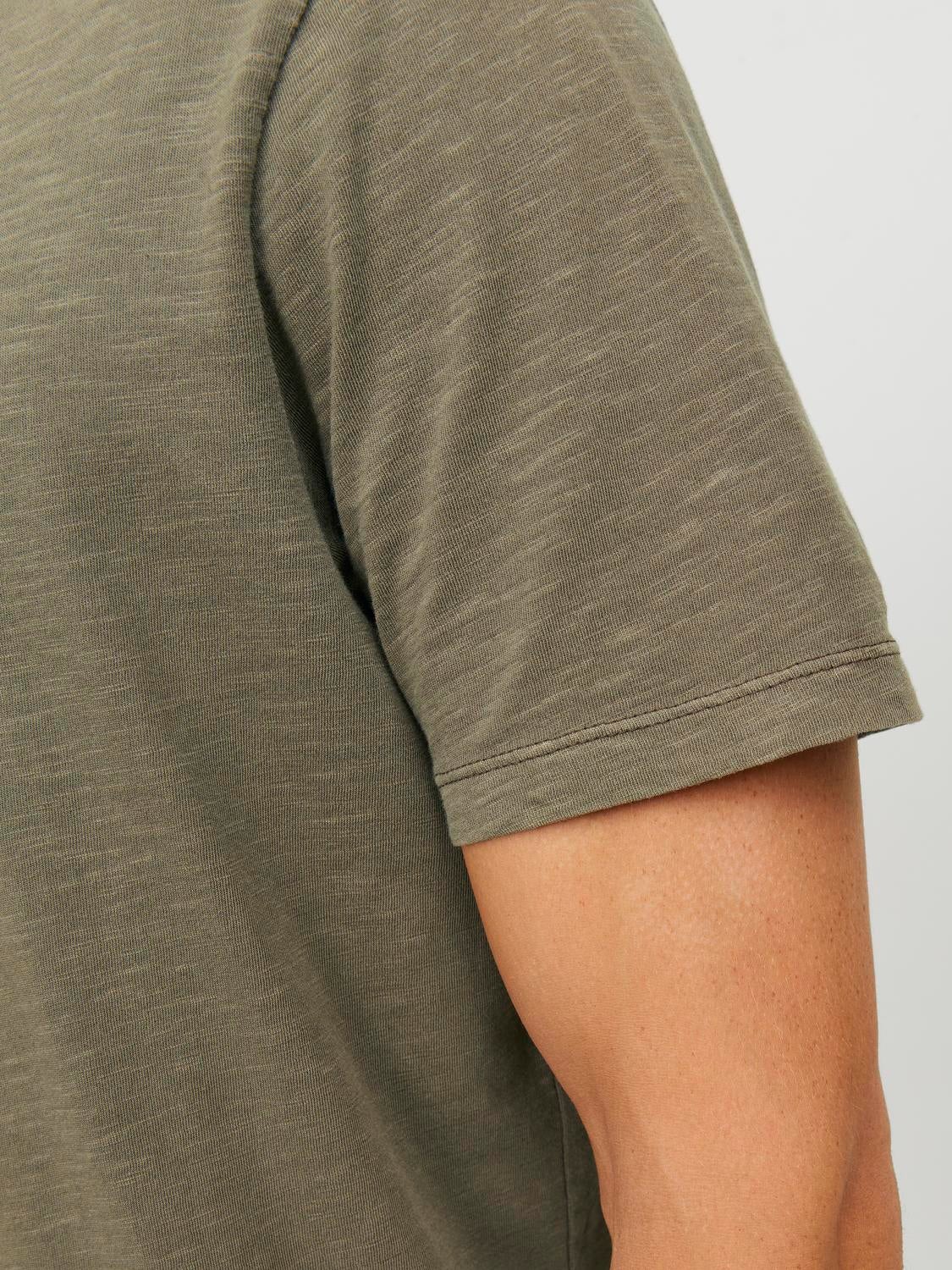 Melange Split Neck T-shirt, Medium Green