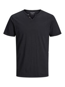 Jack & Jones Blend Split hals T-shirt -Black - 12164972