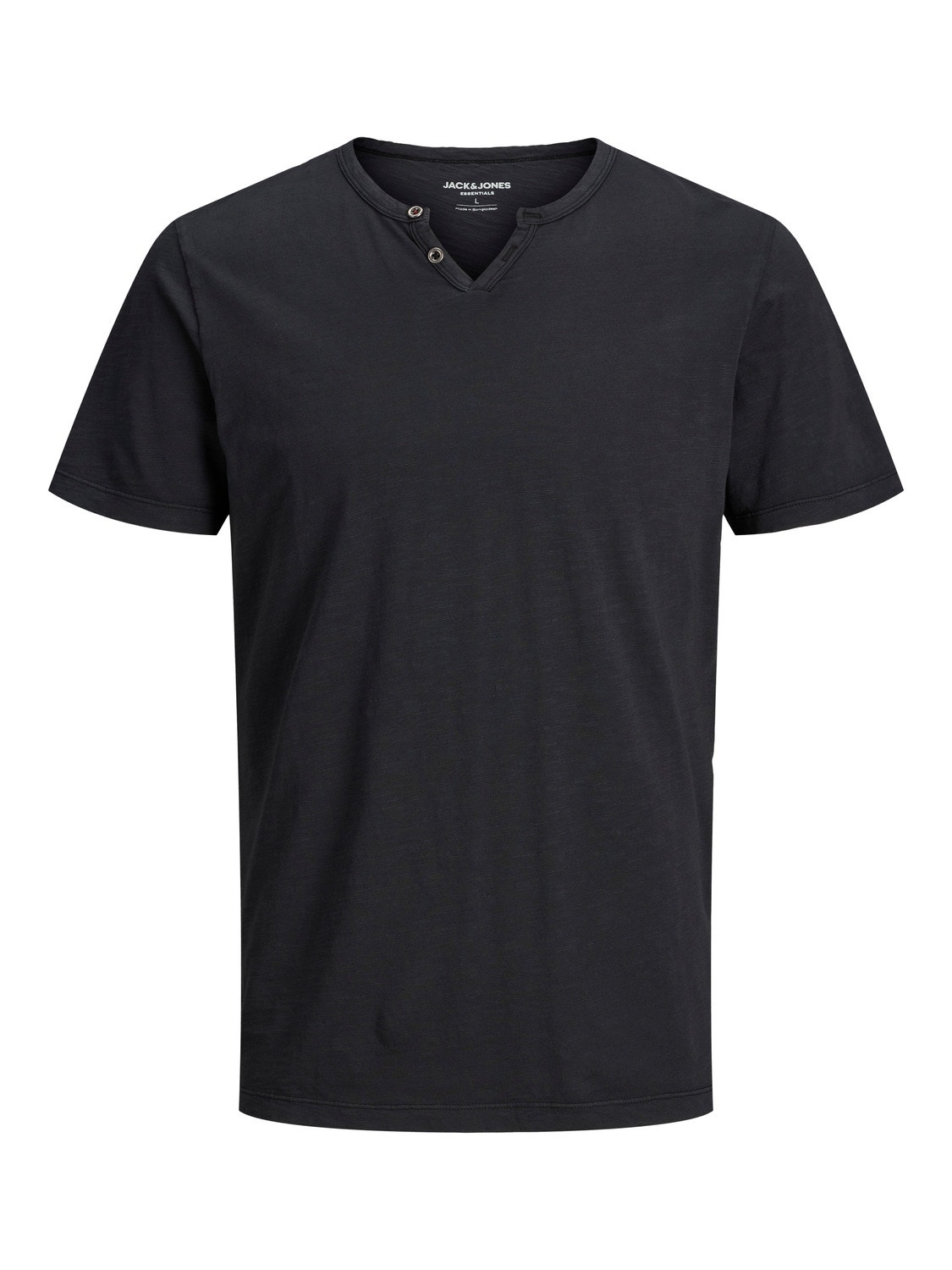 Jack & Jones Melange Split hals T-shirt -Black - 12164972