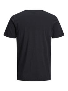 Jack & Jones T-shirt Melange Scollo con Spacchetto -Black - 12164972