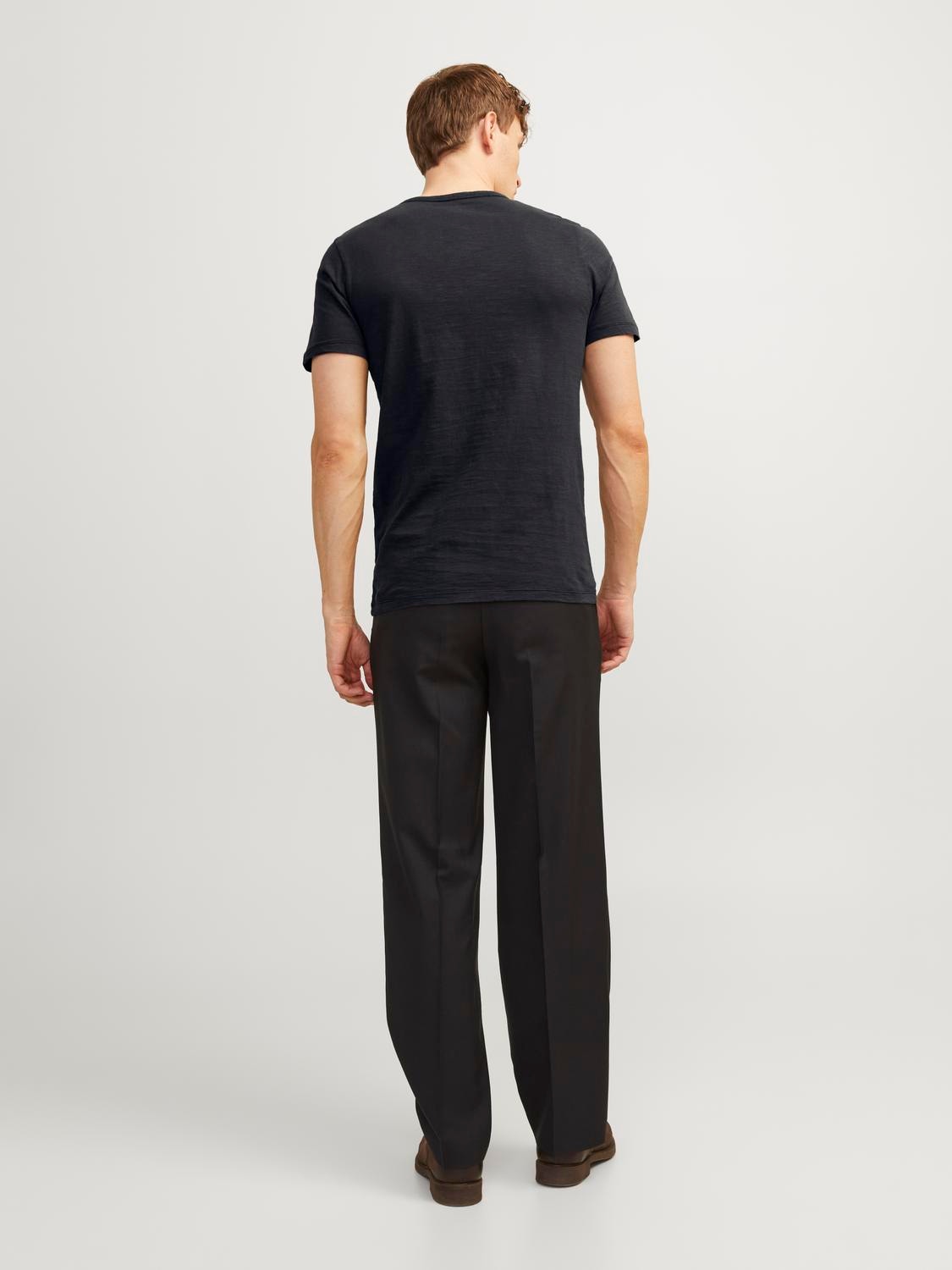 Jack & Jones Melert Splitthals T-skjorte -Black - 12164972