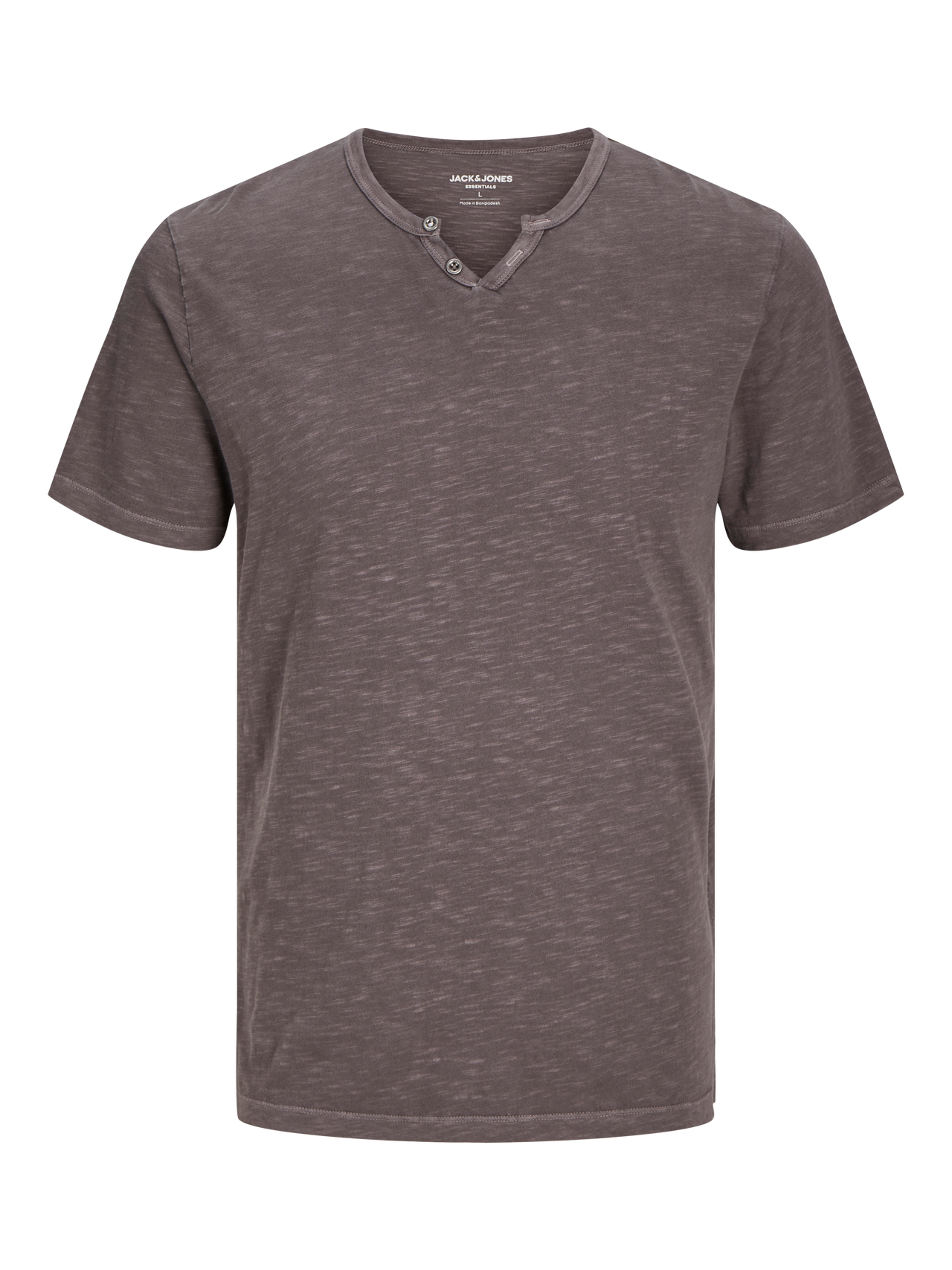 Jack & Jones Melange Split Neck T-shirt -Mulch - 12164972