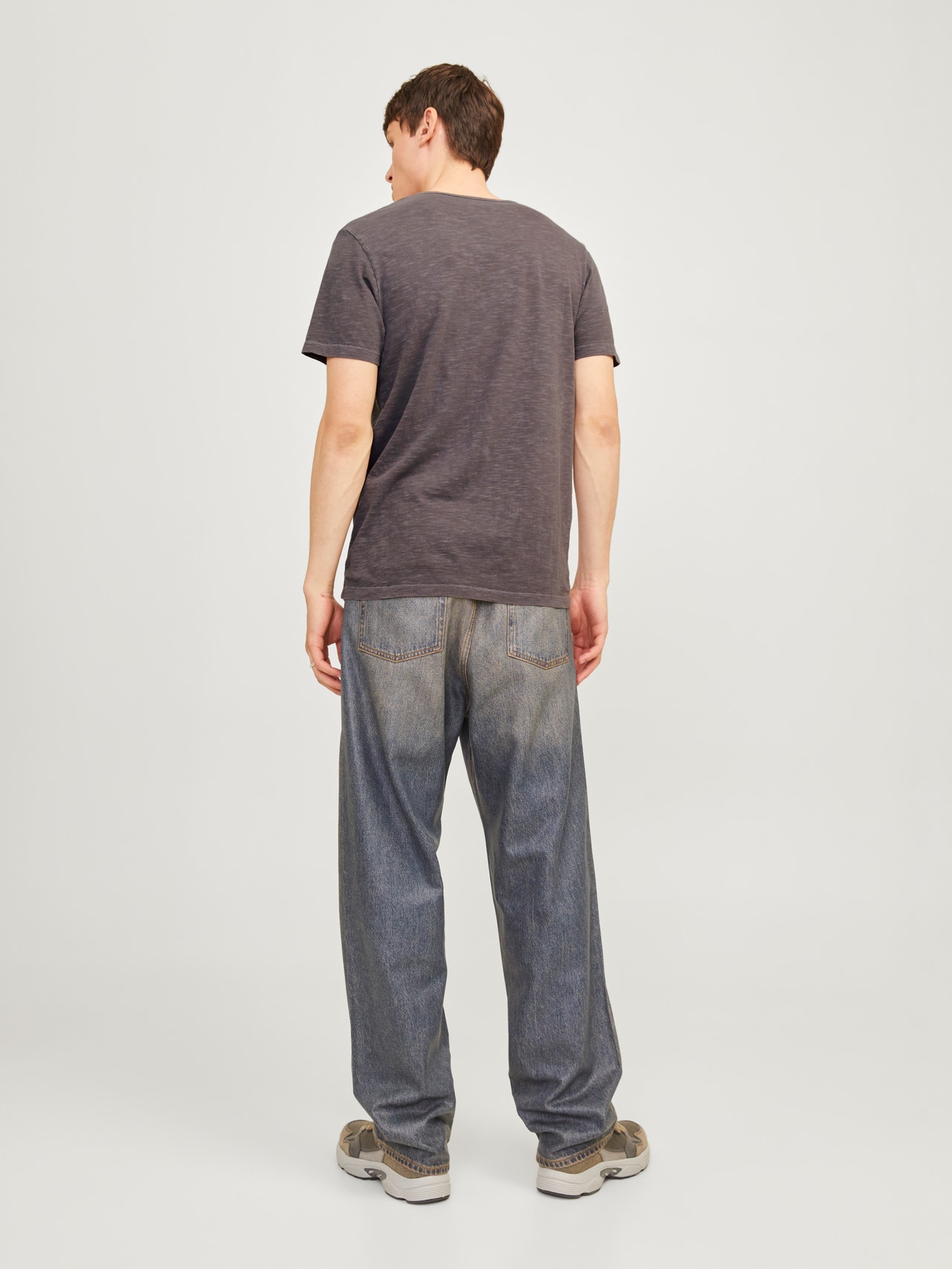 Jack & Jones Meleeraus Halkiokaulus T-paita -Mulch - 12164972