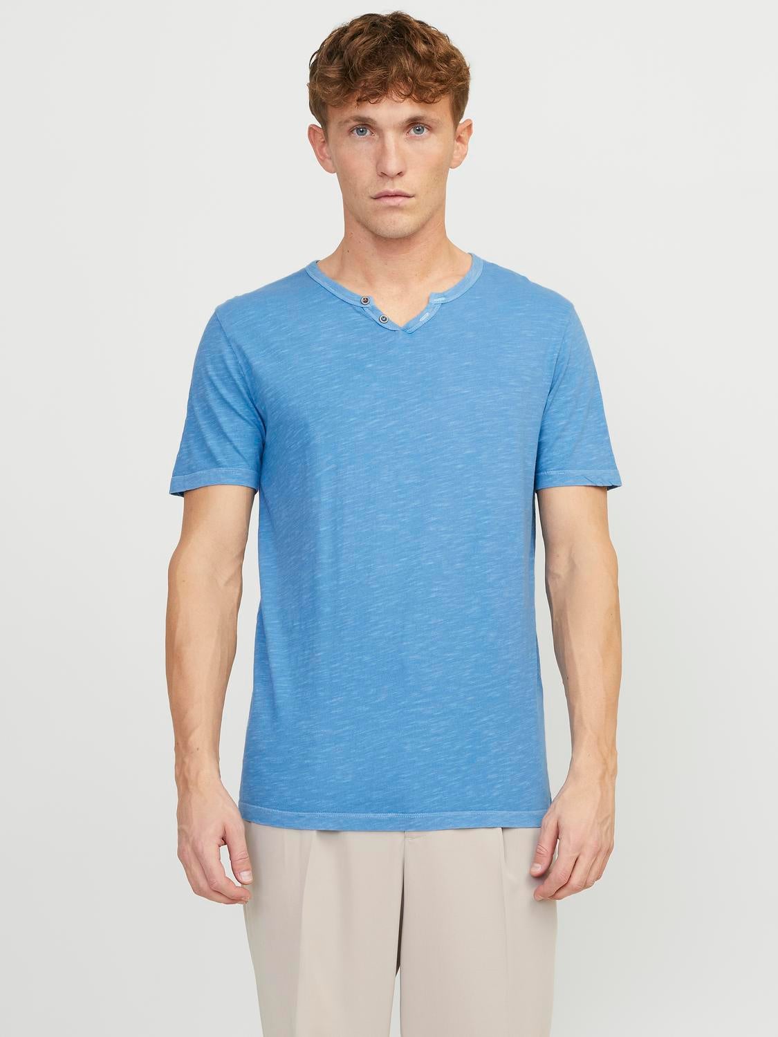 T-shirt Uni Col Fendu - Jack & Jones - Modalova