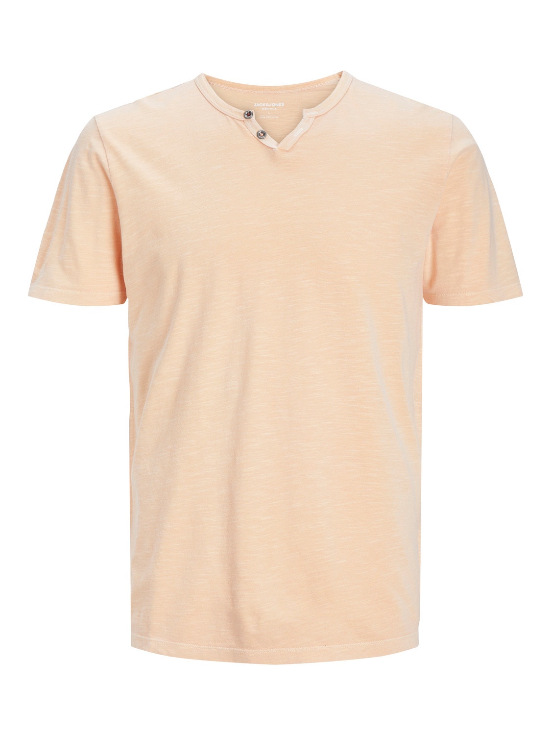 Jack & Jones Plain Split Neck T-shirt -Apricot Ice  - 12164972