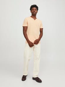 Jack & Jones Camiseta Efecto mélange Cuello dividido -Apricot Ice  - 12164972