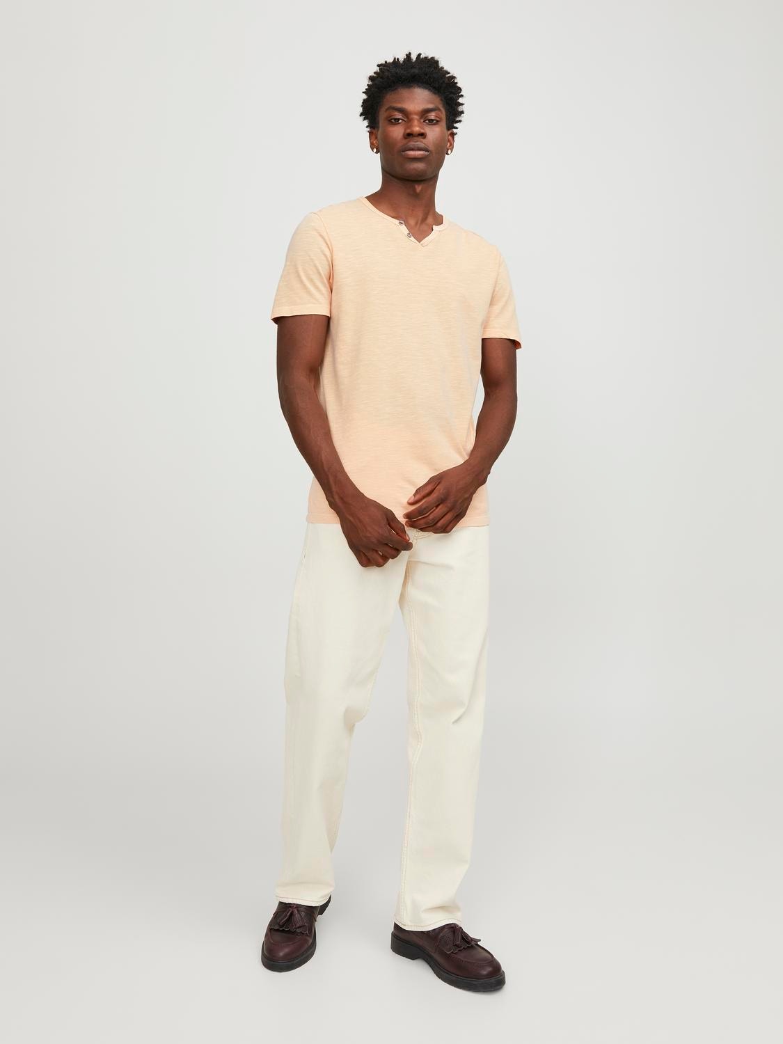 Jack & Jones Sima Osztott nyak Trikó -Apricot Ice  - 12164972