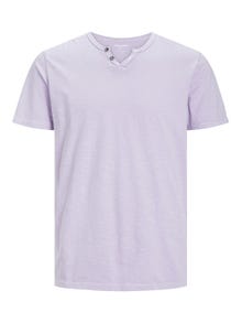 Jack & Jones Melange Split Neck T-shirt -Purple Rose - 12164972