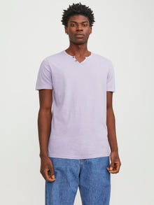 Jack & Jones Melange Split Neck T-shirt -Purple Rose - 12164972