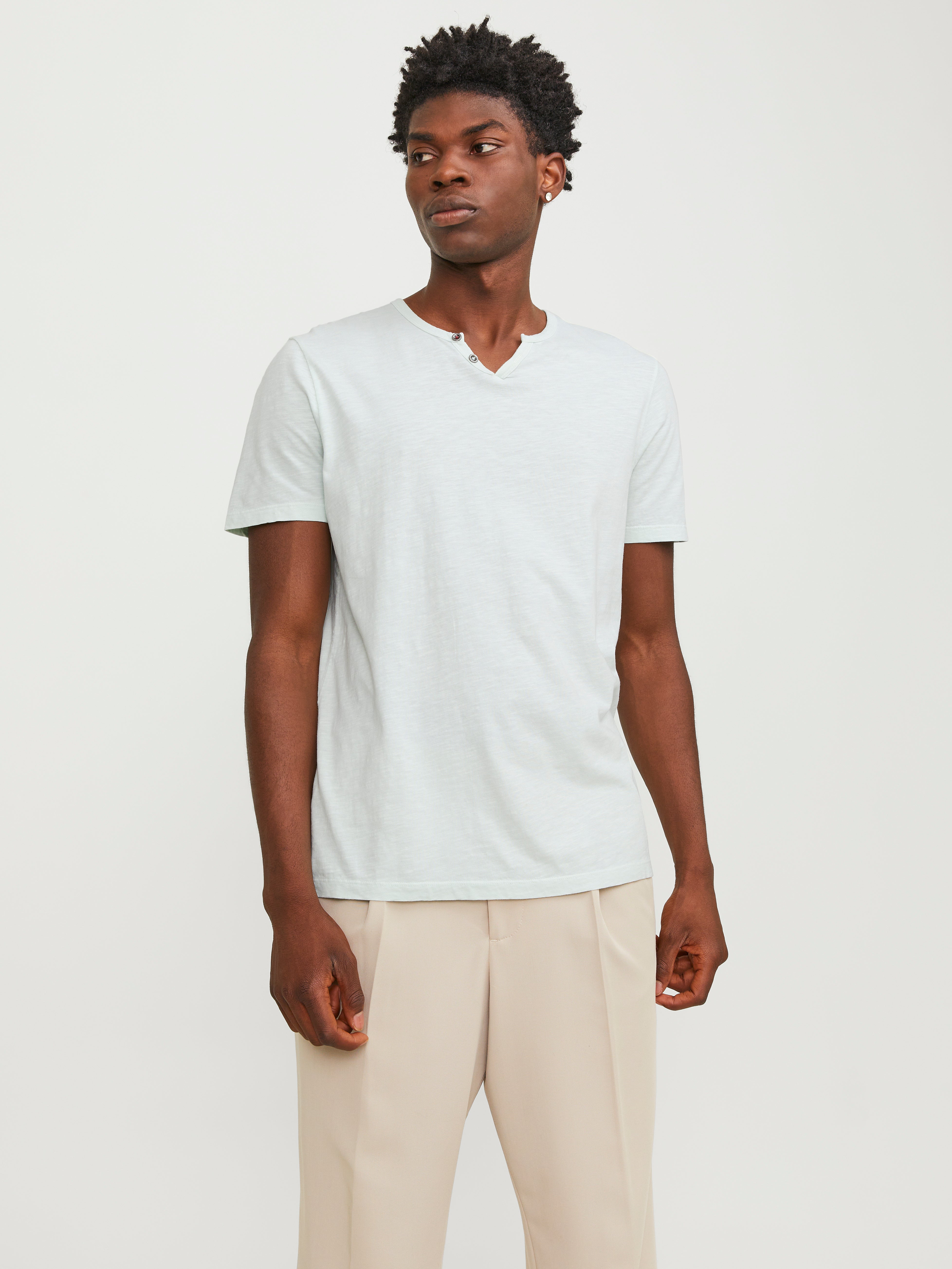T-shirt Uni Col Fendu - Jack & Jones - Modalova