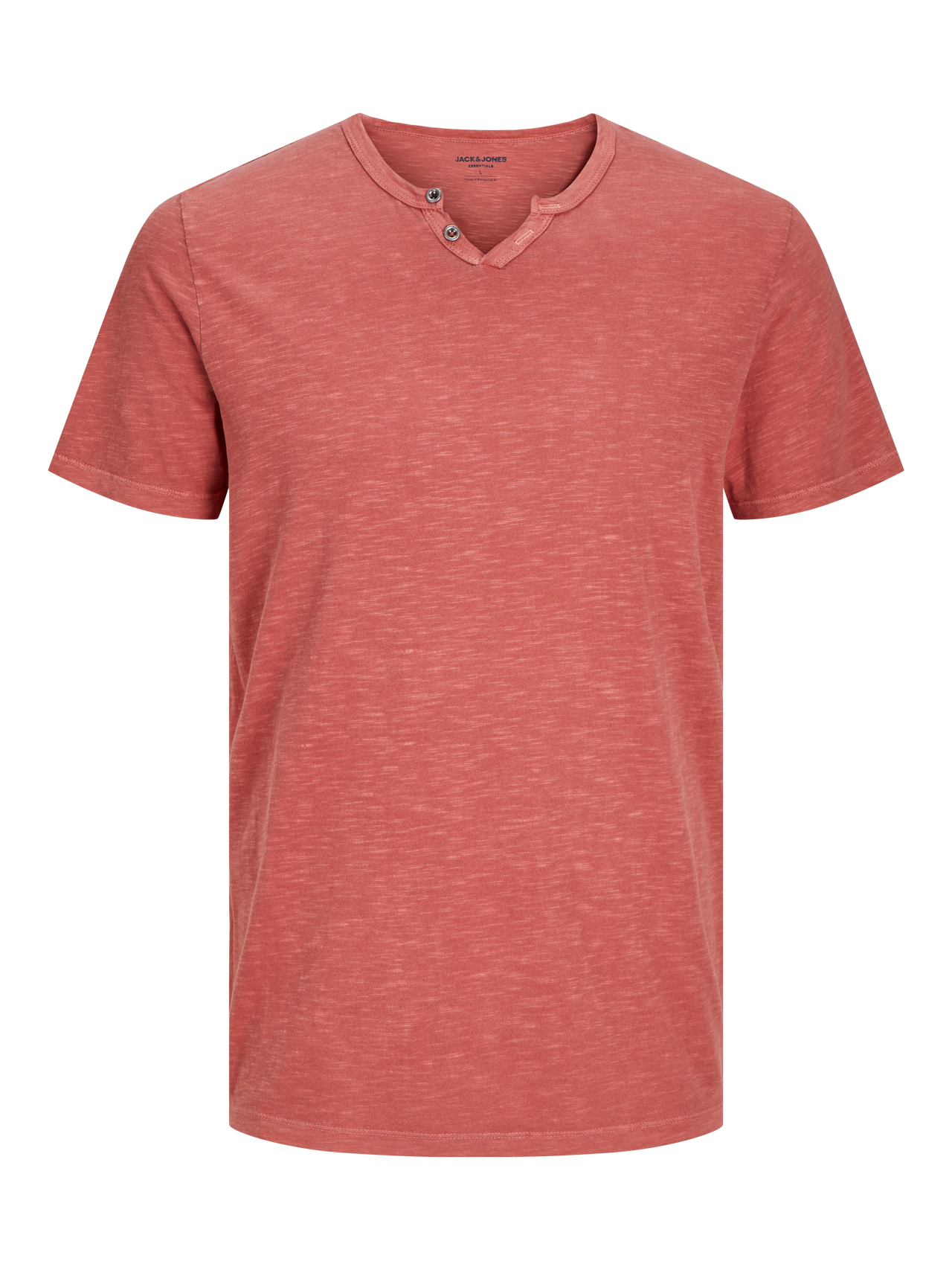 Jack & Jones Melange Split Neck T-shirt -Red Ochre - 12164972