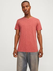 Jack & Jones Blend Split hals T-shirt -Red Ochre - 12164972