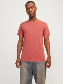 Jack & Jones T-shirt Melange Decote redondo com carcela -Red Ochre - 12164972