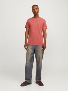 Jack & Jones Camiseta Efecto mélange Cuello dividido -Red Ochre - 12164972