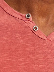 Jack & Jones Melange Split Neck T-shirt -Red Ochre - 12164972