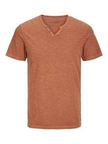 Jack & Jones Camiseta Efecto mélange Cuello dividido -Mocha Bisque - 12164972