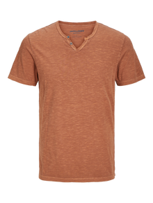 Jack & Jones Melange Split hals T-shirt -Mocha Bisque - 12164972