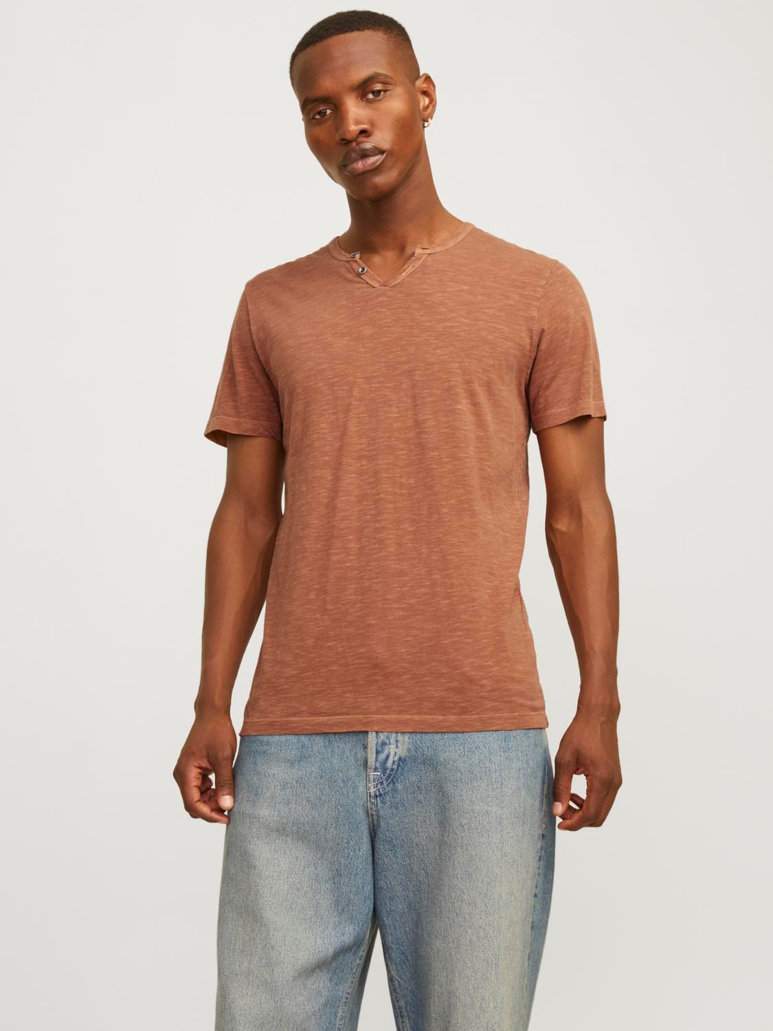 Jack & Jones Blend Split hals T-shirt -Mocha Bisque - 12164972