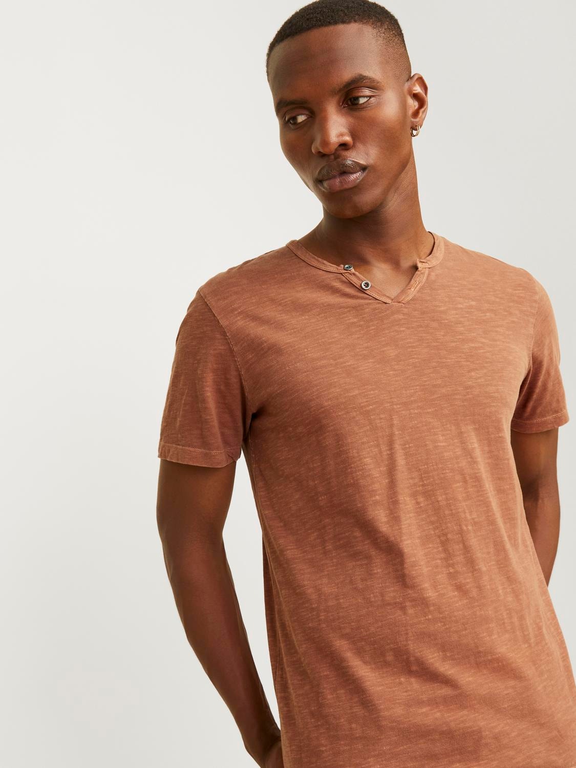 Jack & Jones Blend Split hals T-shirt -Mocha Bisque - 12164972