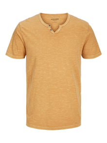 Jack & Jones Melange Split Neck T-shirt -Honey Gold - 12164972