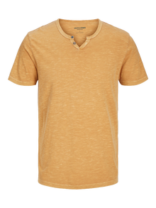 Jack & Jones Meleeraus Halkiokaulus T-paita -Honey Gold - 12164972