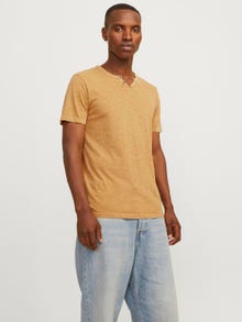 Jack & Jones Melanž Rozdělený výstřih Tričko -Honey Gold - 12164972