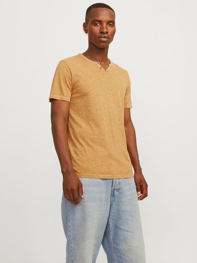 Jack & Jones Melange Split Neck T-shirt - 12164972