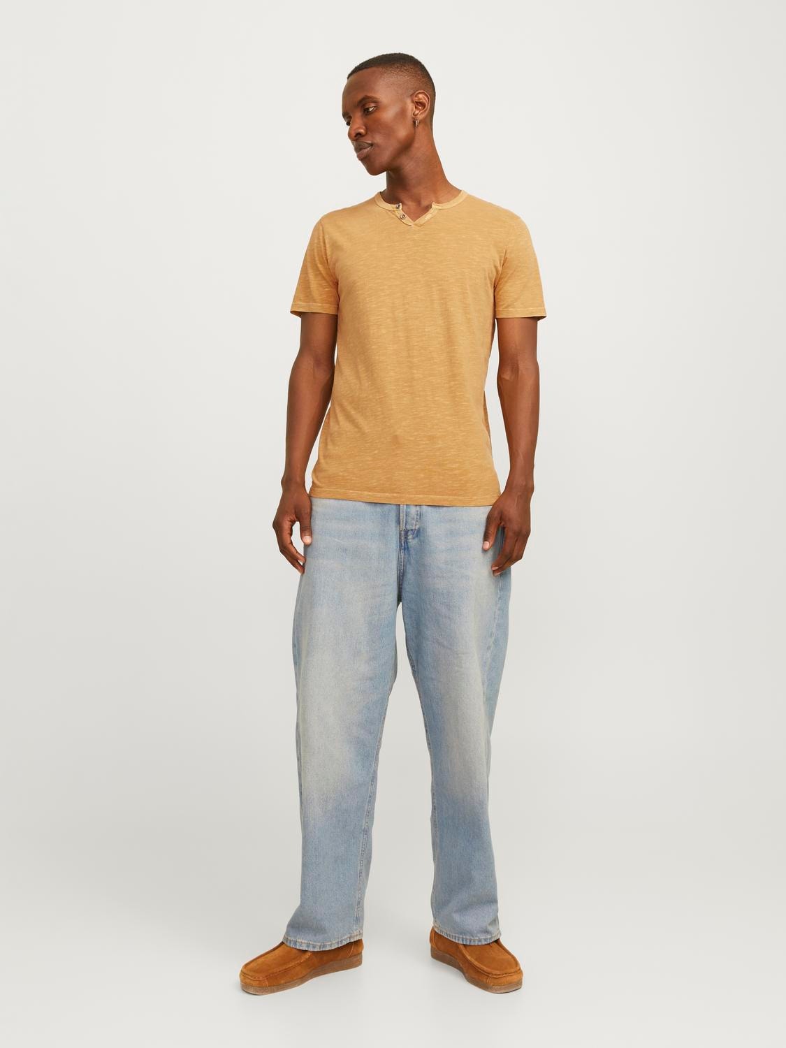 Jack & Jones Camiseta Efecto mélange Cuello dividido -Honey Gold - 12164972