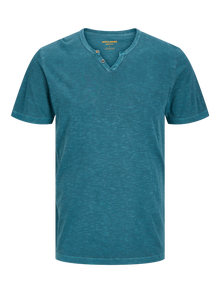 Jack & Jones Blend Split hals T-shirt -Deep Teal - 12164972