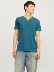 Jack & Jones Blend Split hals T-shirt -Deep Teal - 12164972