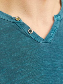 Jack & Jones Melange Split Neck T-shirt -Deep Teal - 12164972