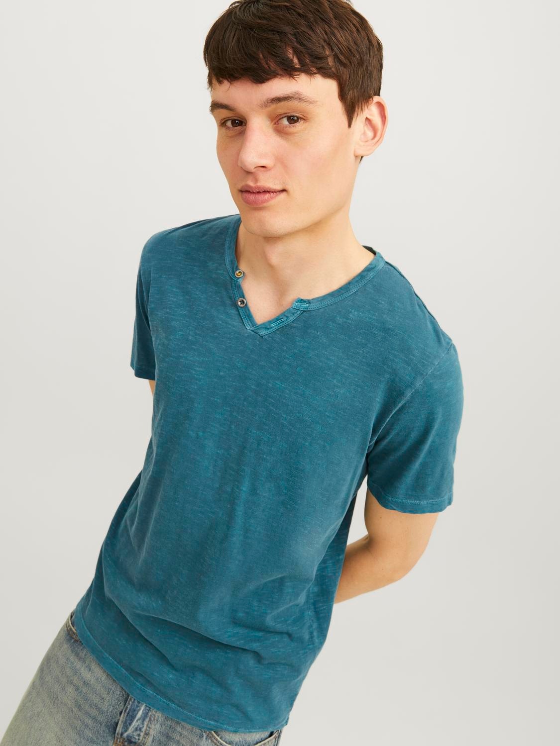 Jack & Jones Blend Split hals T-shirt -Deep Teal - 12164972