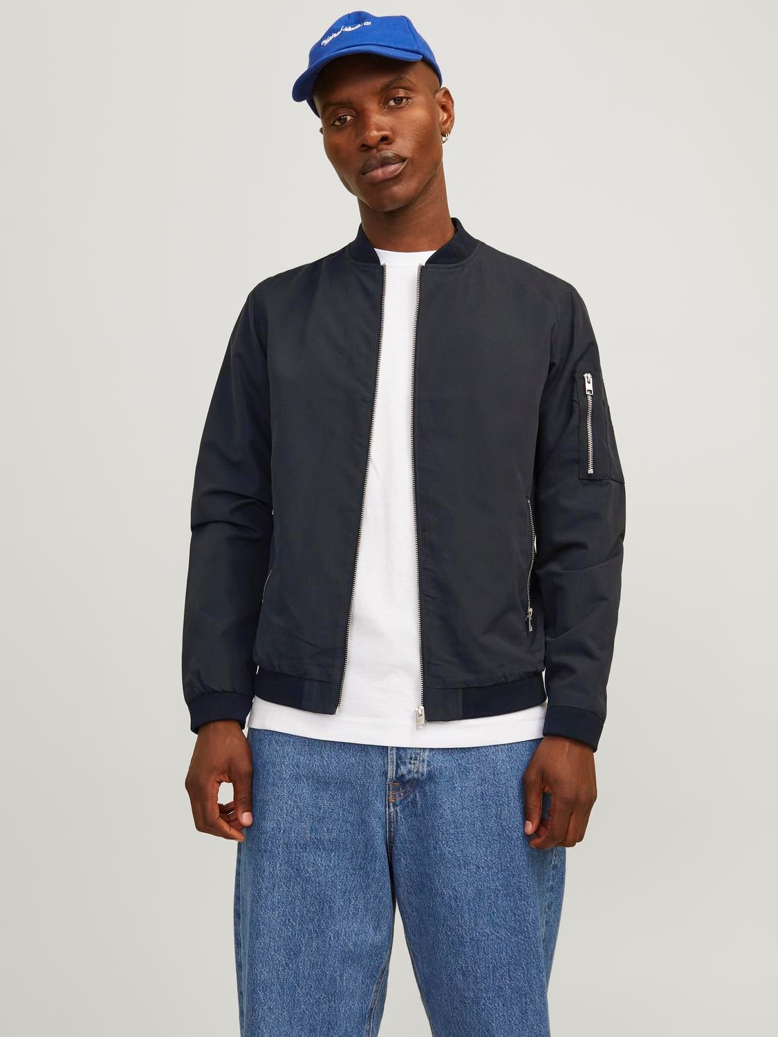 Bomber jacket on fashion shirt