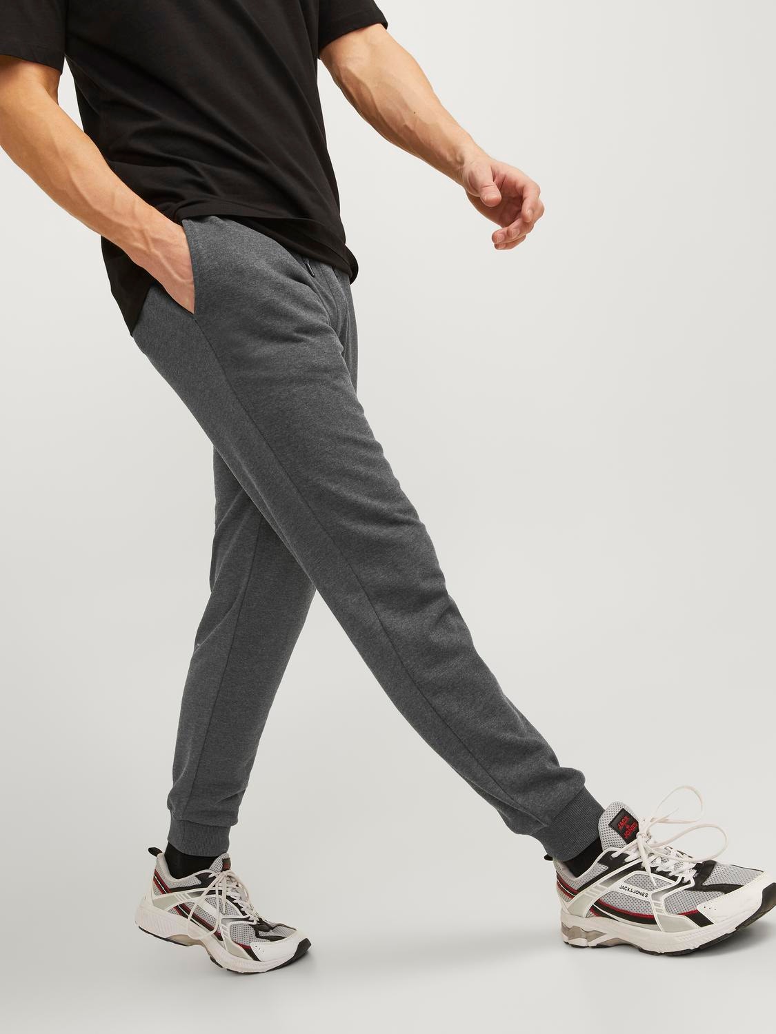 Premium jogging trousers with lots of details in grey / melange