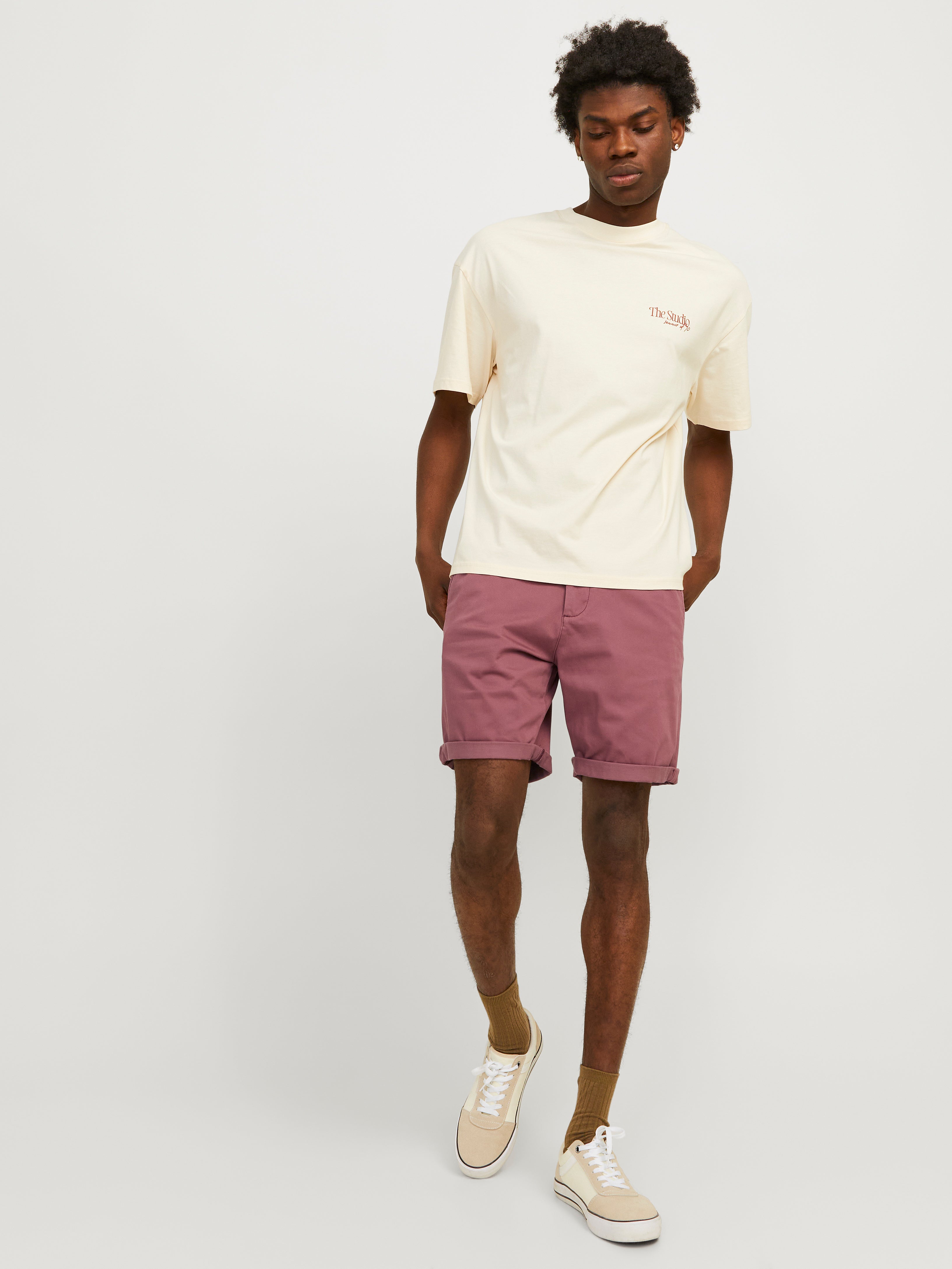 Jack & Jones Regular Fit Lühikesed puuvillased püksid -Roan Rouge - 12165604