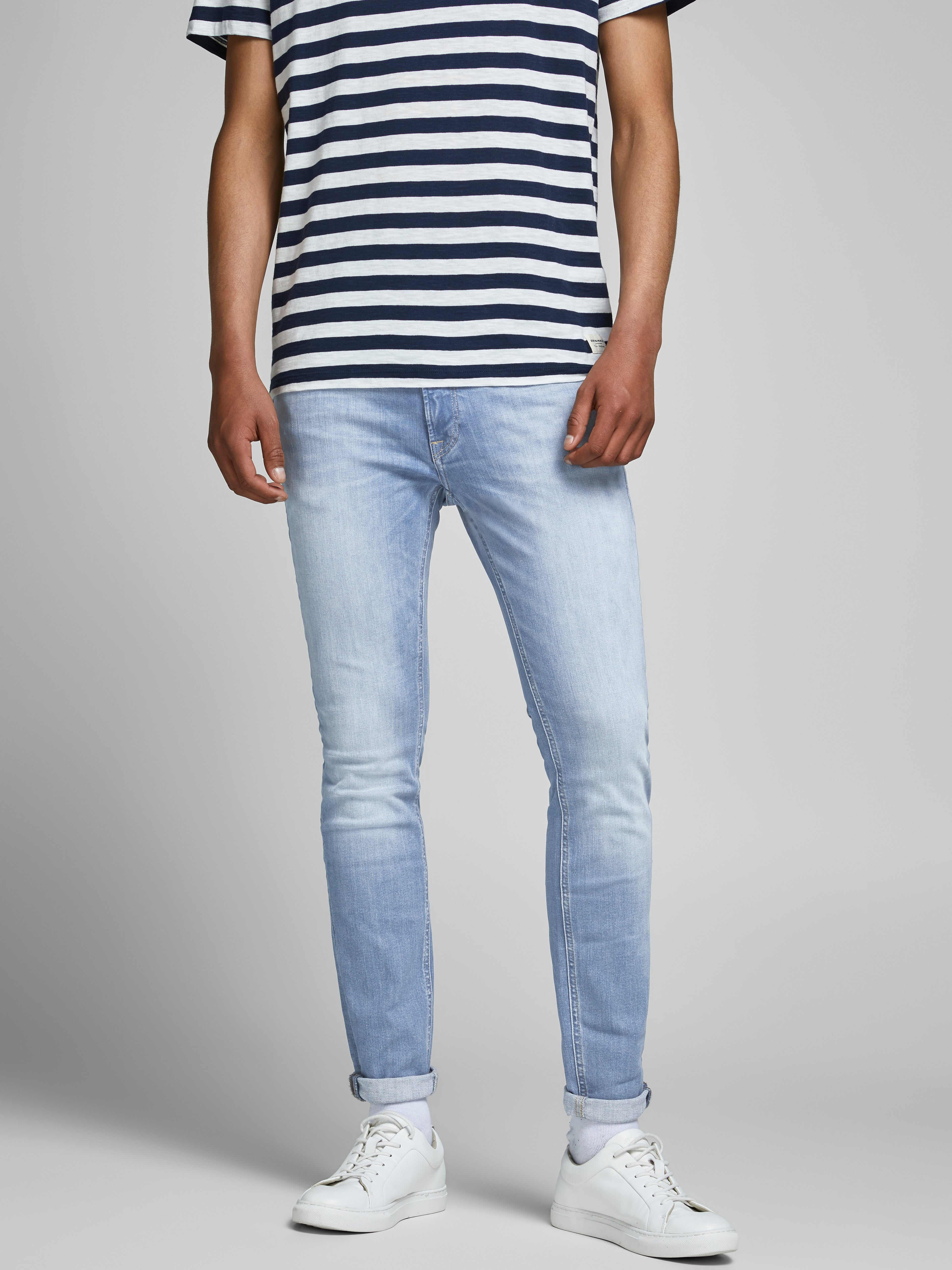 JACK & JONES Liam Original AM 010, Jeans Skinny Fit per Uomo , Grigio(Denim Grigio), 27W/32L