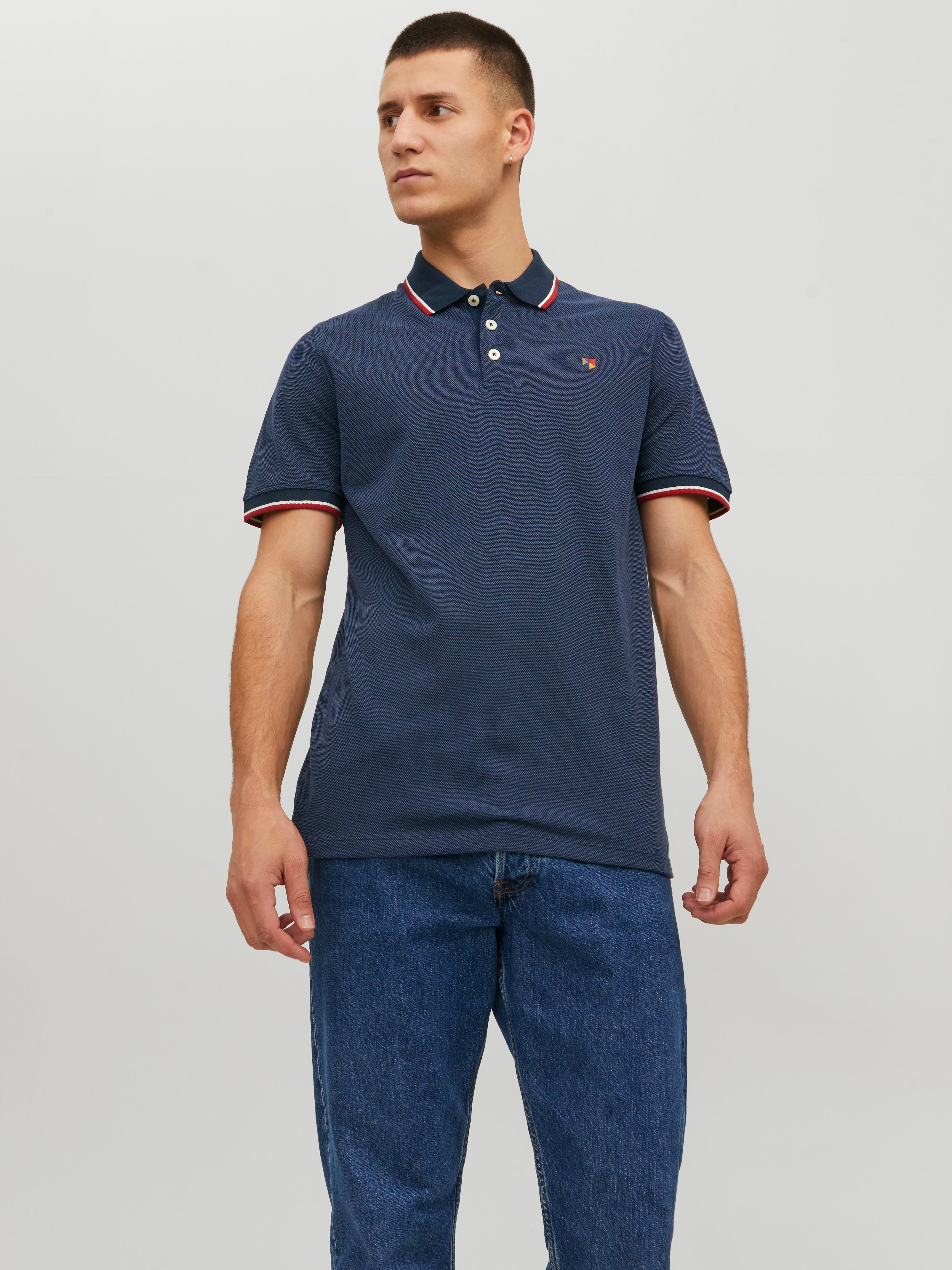 Einfarbig Polo T-shirt | Dunkelblau | Jack & Jones®
