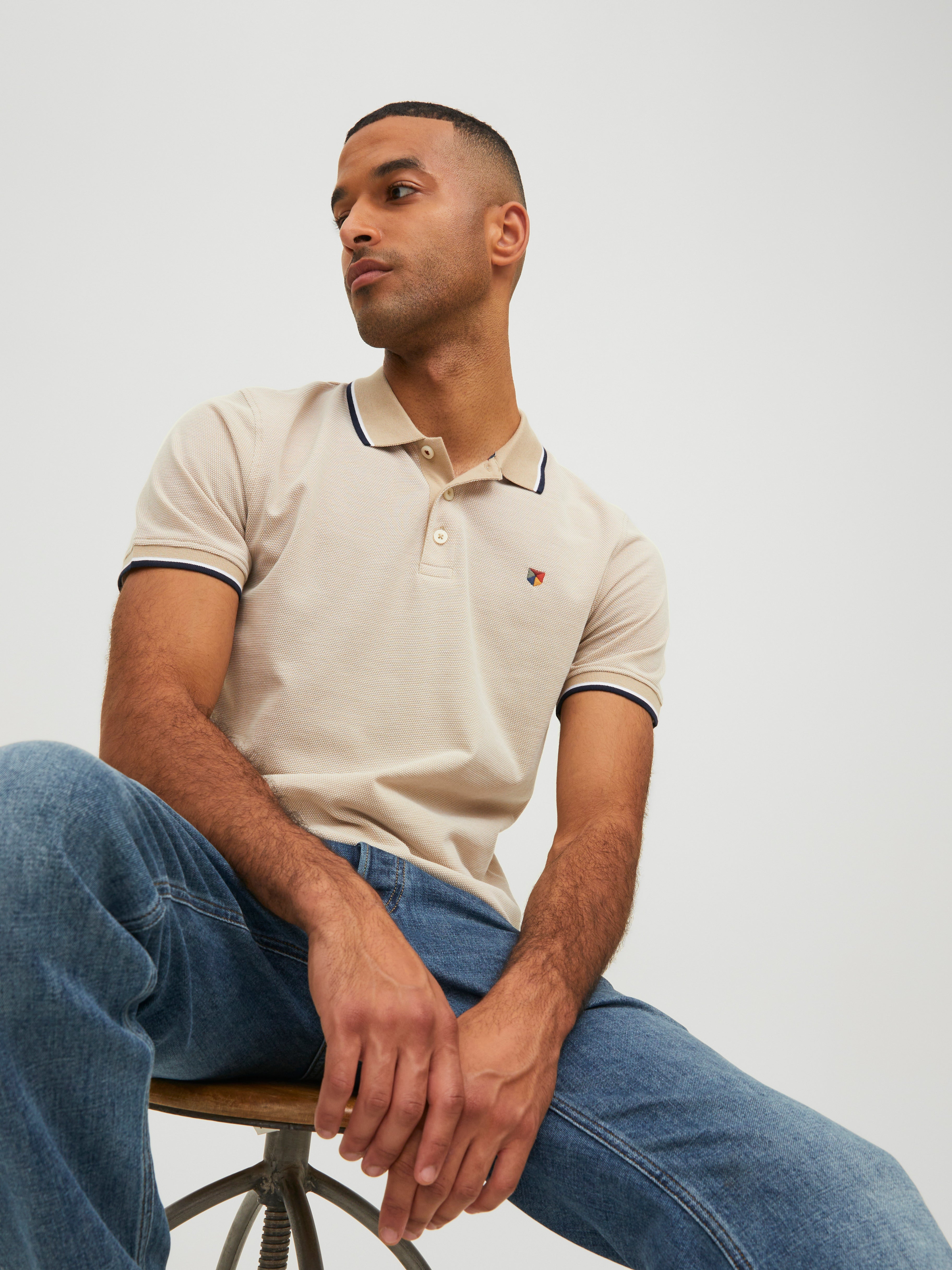 cream polo t shirt