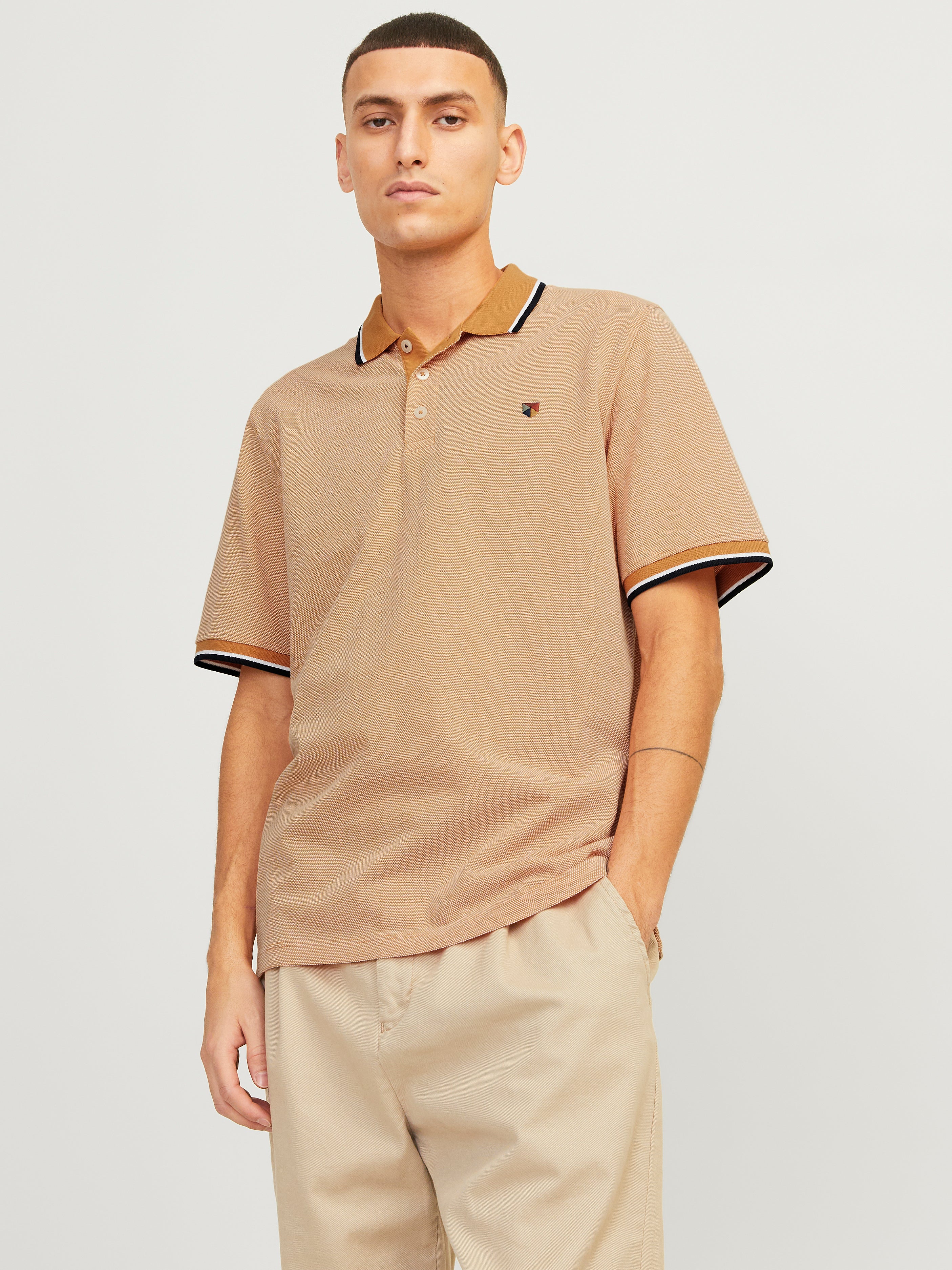 Einfarbig Polo T-shirt | Mittleres Orange | Jack & Jones® 